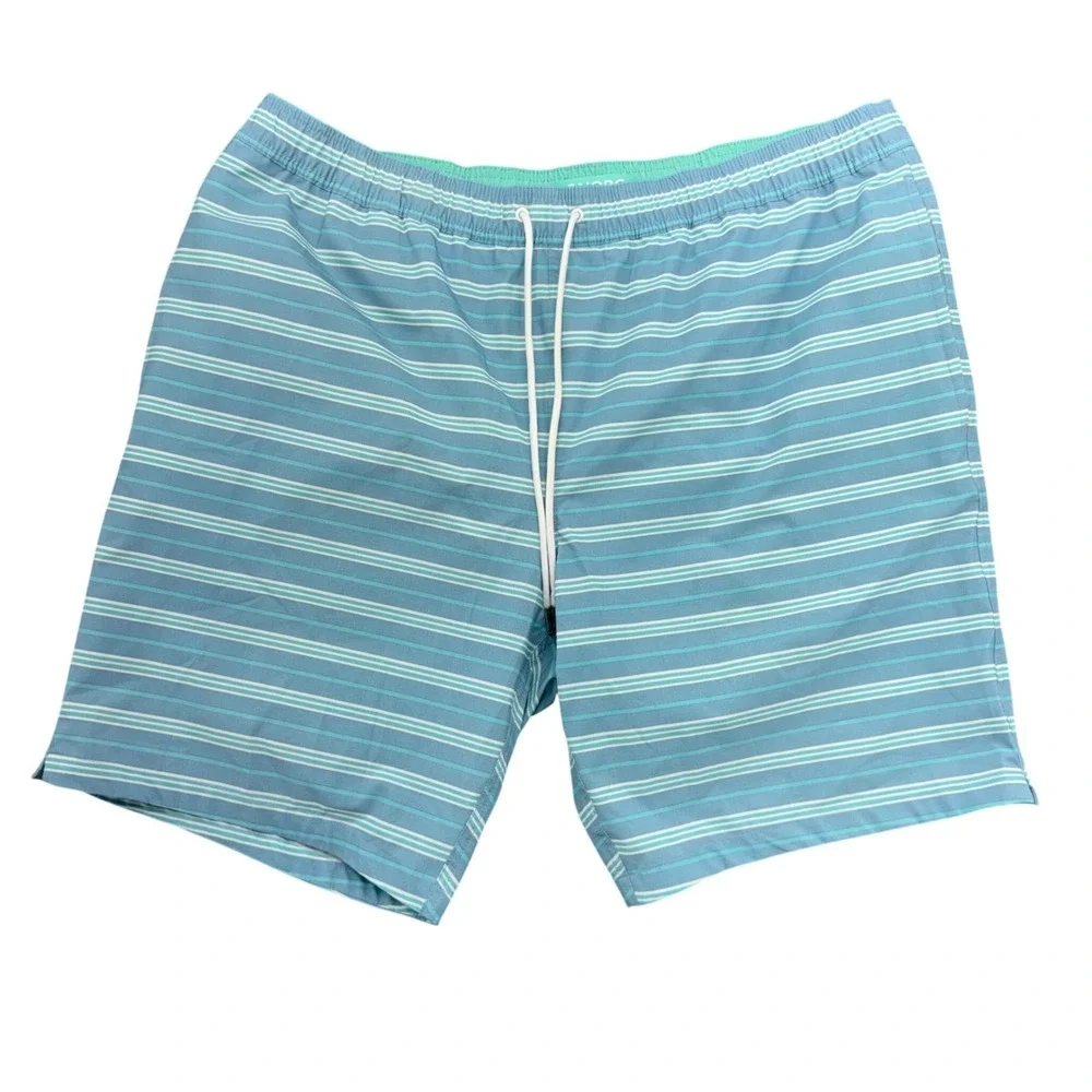 Bonobos Mens XL Light Blue Striped Swim Trunks 9 Inch Inseam Casual Shorts